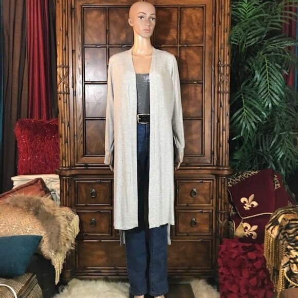 NWOT Cuddle Duds Gray Side Slit High Low Modal Rib Knit Duster Cardigan - Picture 5 of 16